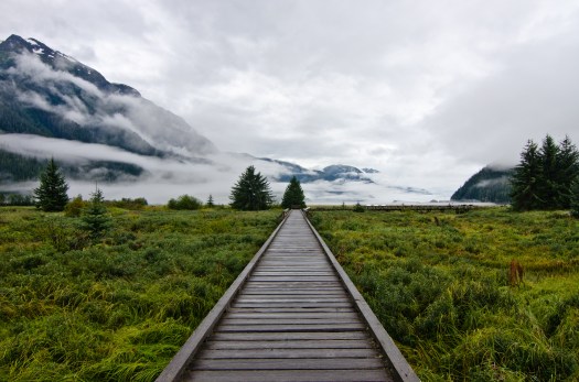 The bordwalk, looking toward the Pacific Ocean.