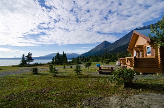 My awesome cabin at Cottonwood RV Park on the Alaska Highway at Kluane Lake.